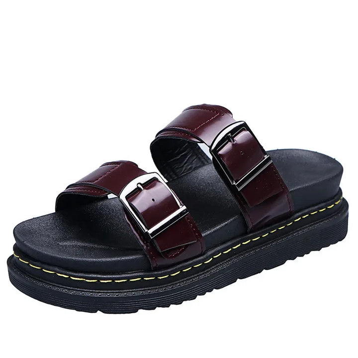 Miranda | Women's Double Strap Slide Sandals with Adjustable Buckles
