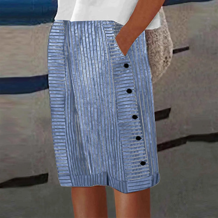 Jennifer | Women's Striped Linen Bermuda Shorts