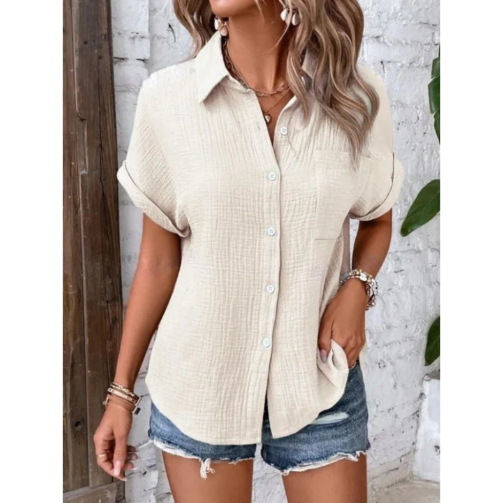 Esme | Women's Button Up Short Sleeve Top