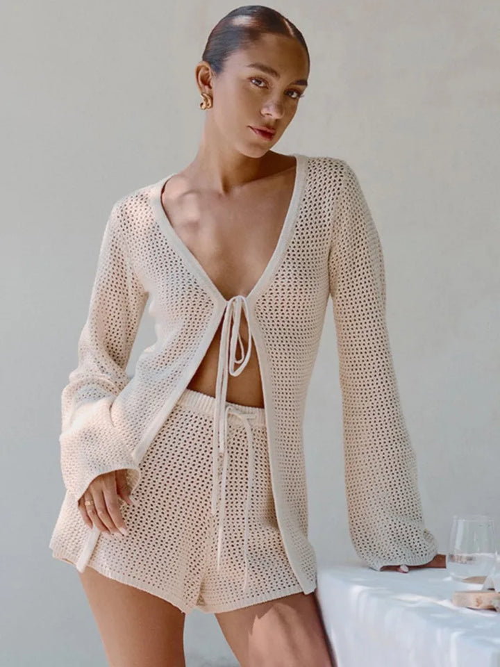 Trexie | Women's Crochet Cover Up Shorts Set