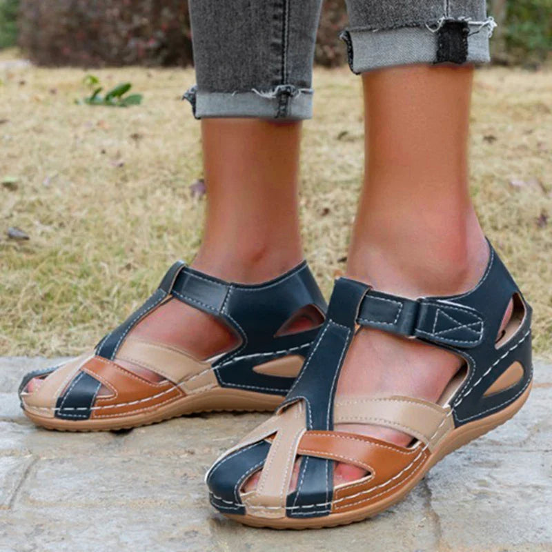Katie | Women's Comfortable Closed Toe Sandals with Hook and Loop Strap