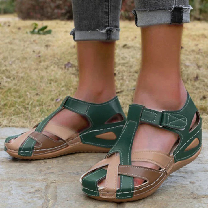 Katie | Women's Comfortable Closed Toe Sandals with Hook and Loop Strap