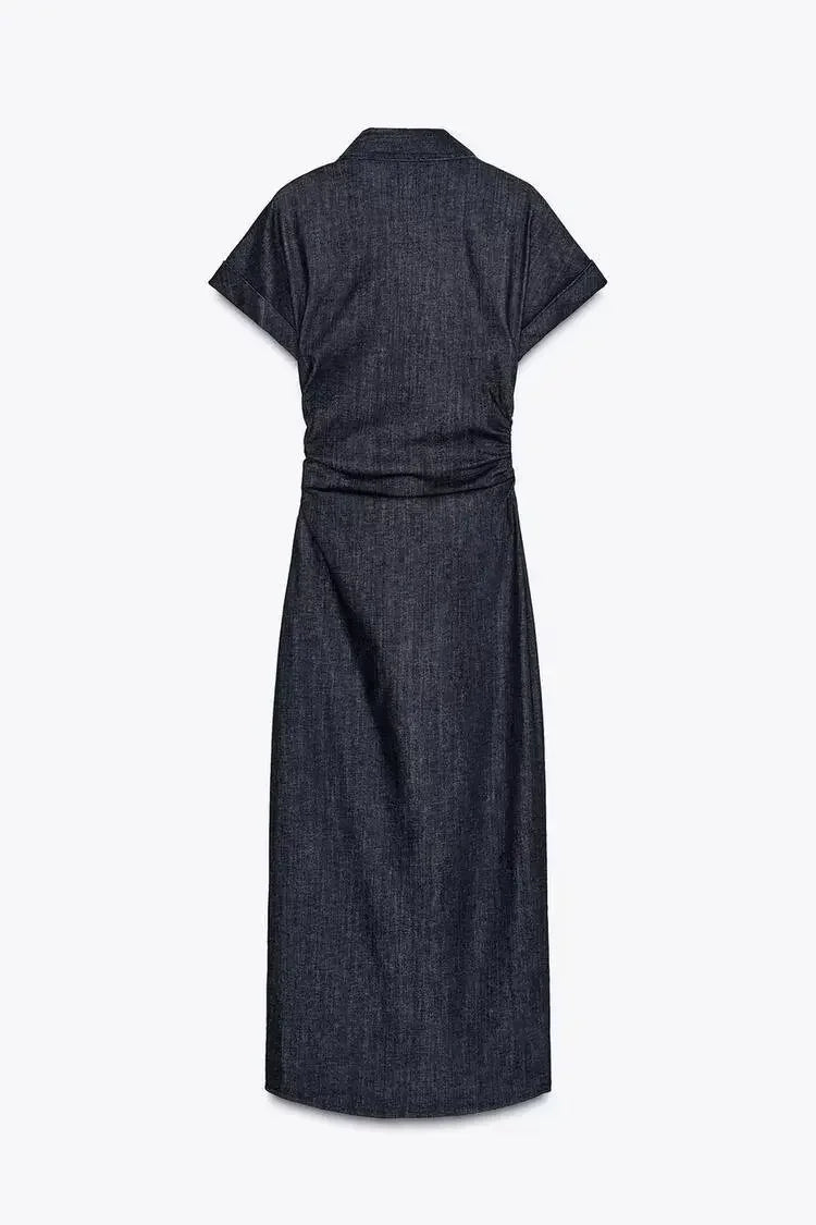 Charlene | Women's Denim V-Neck Maxi Dress