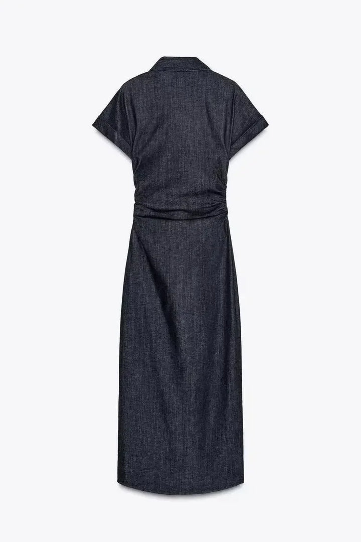 Charlene | Women's Denim V-Neck Maxi Dress