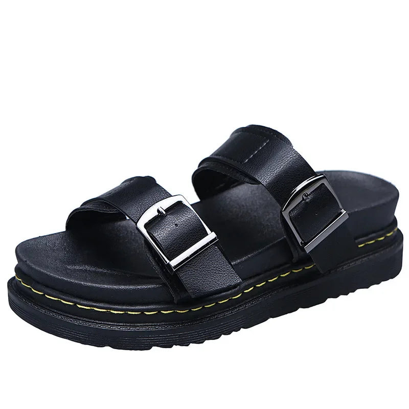 Miranda | Women's Double Strap Slide Sandals with Adjustable Buckles