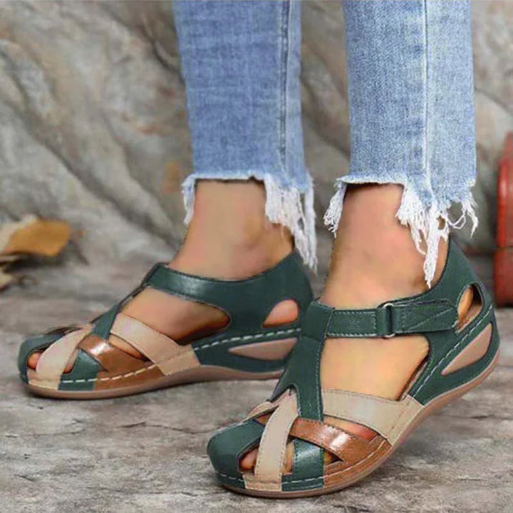 Katie | Women's Comfortable Closed Toe Sandals with Hook and Loop Strap