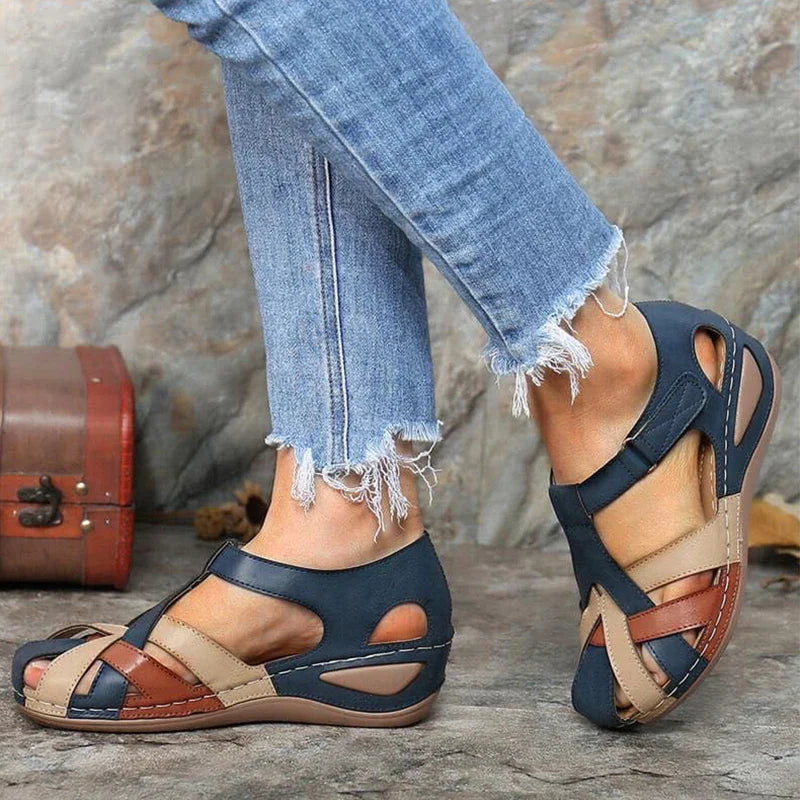 Katie | Women's Comfortable Closed Toe Sandals with Hook and Loop Strap