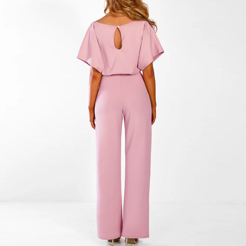Annette | Women's Tie Waist Wide Leg Jumpsuit