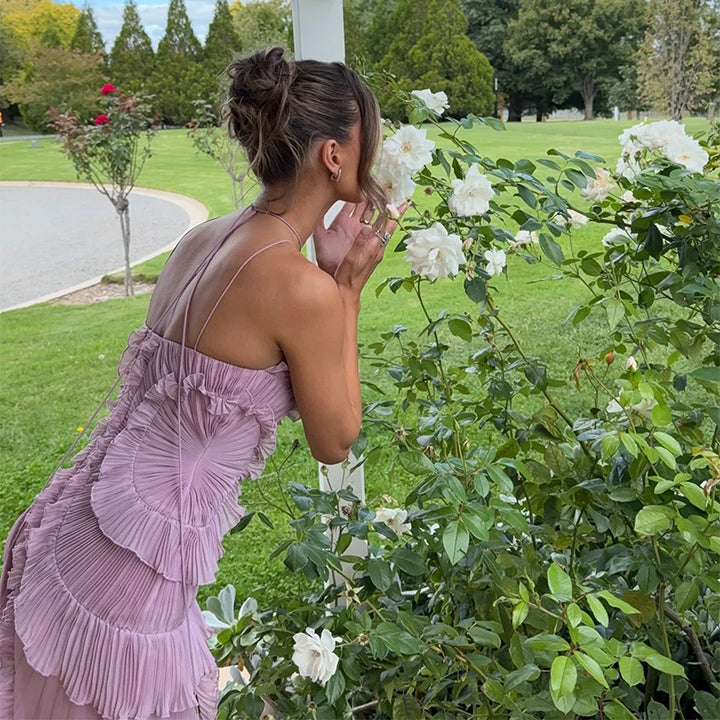 Milly | Women's Pleated Halter Wedding Guest Maxi Dress