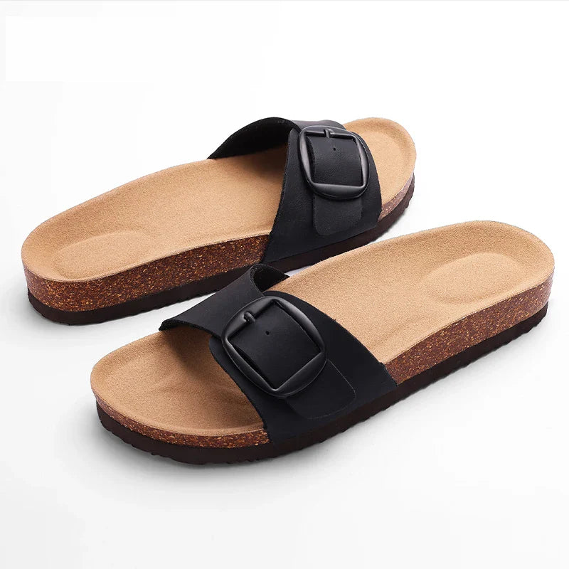 Sif | Women's Buckle Slide Sandals with Cushioned Footbed