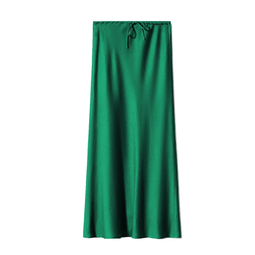 Gwyneth | Women's Satin Drawstring Maxi Skirt