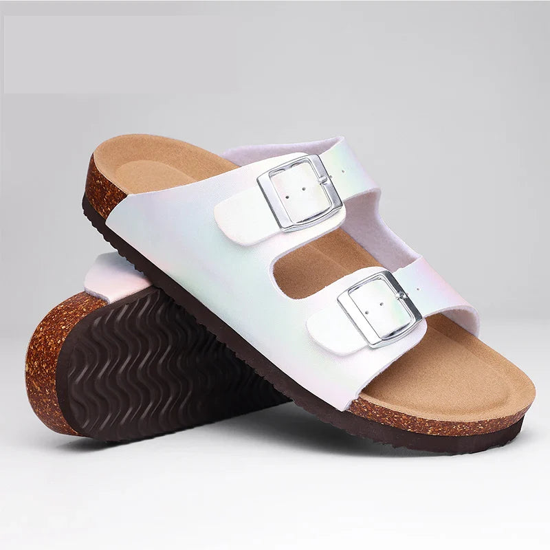 Saga | Women's Double Strap Slide Sandals with Cushioned Footbed
