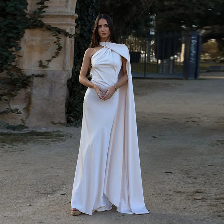 Diona | Women's Satin One Shoulder Wedding Guest Maxi Dress