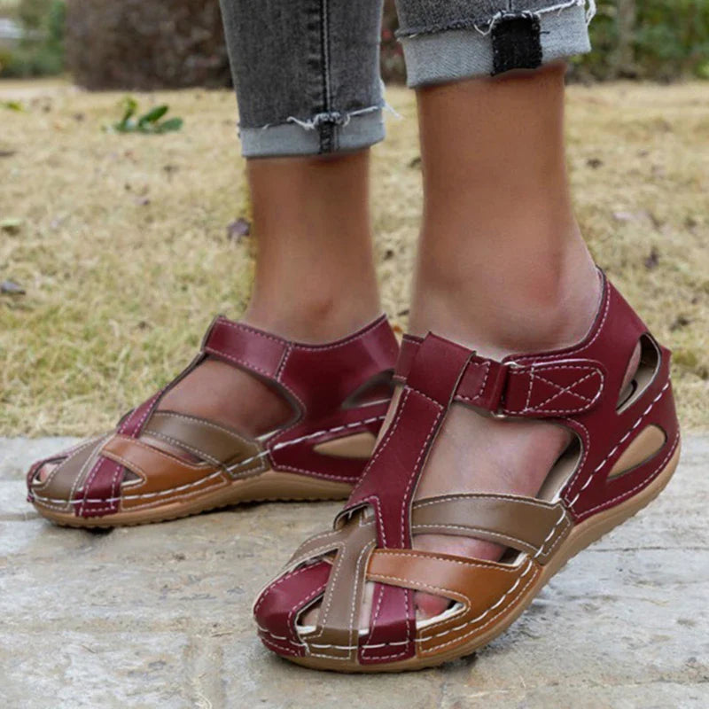Katie | Women's Comfortable Closed Toe Sandals with Hook and Loop Strap