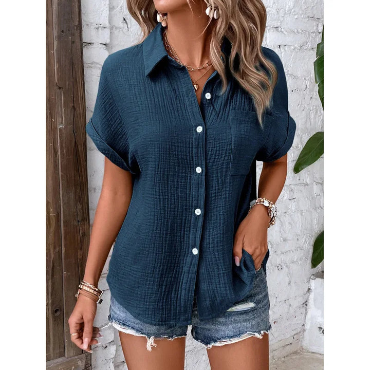 Esme | Women's Button Up Short Sleeve Top