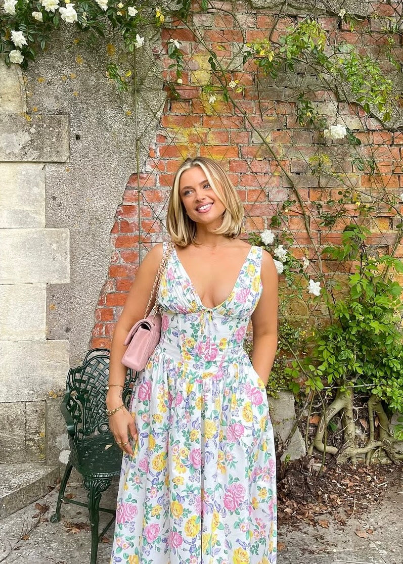 Aylin | Women's Floral V-Neck Midi Dress