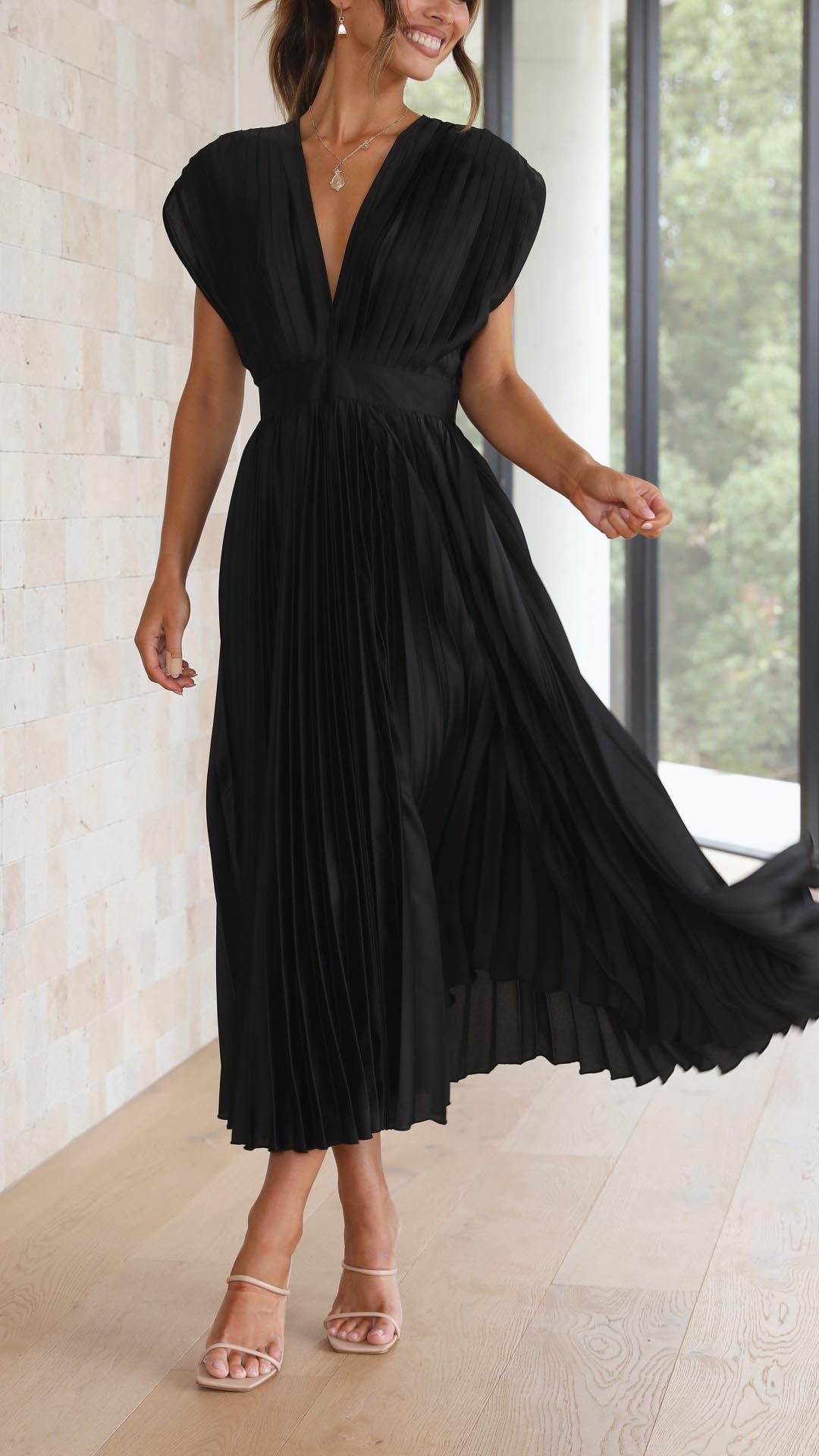 Mara | Women's Pleated Maxi Wedding Guest Dress