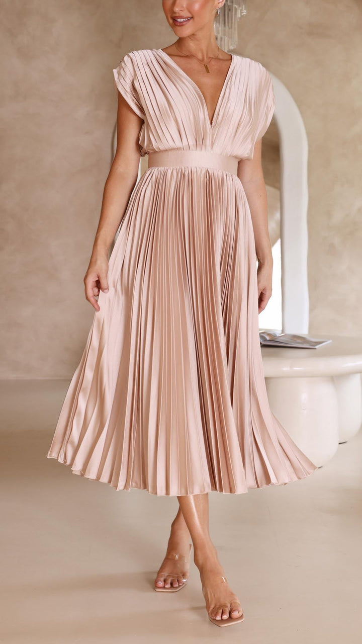 Mara | Women's Pleated Maxi Wedding Guest Dress