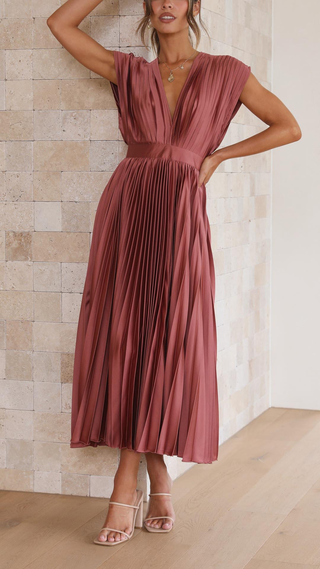 Mara | Women's Pleated Maxi Wedding Guest Dress