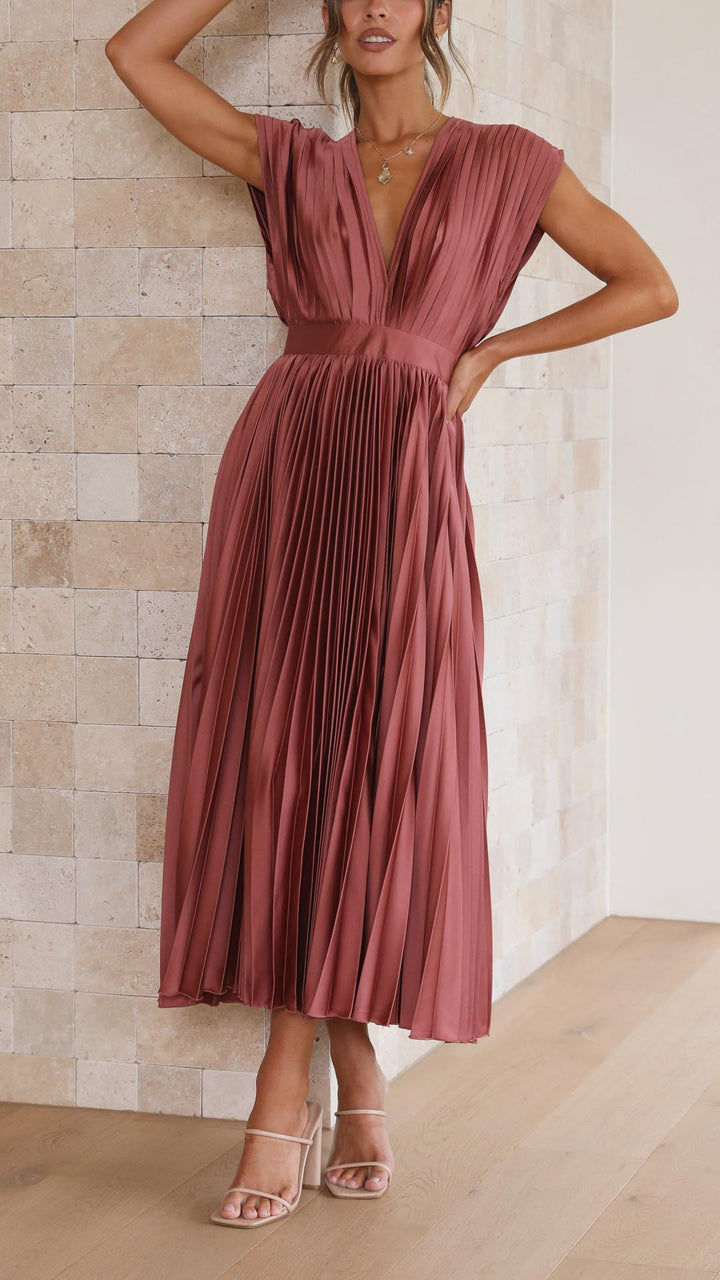Mara | Women's Pleated Maxi Wedding Guest Dress