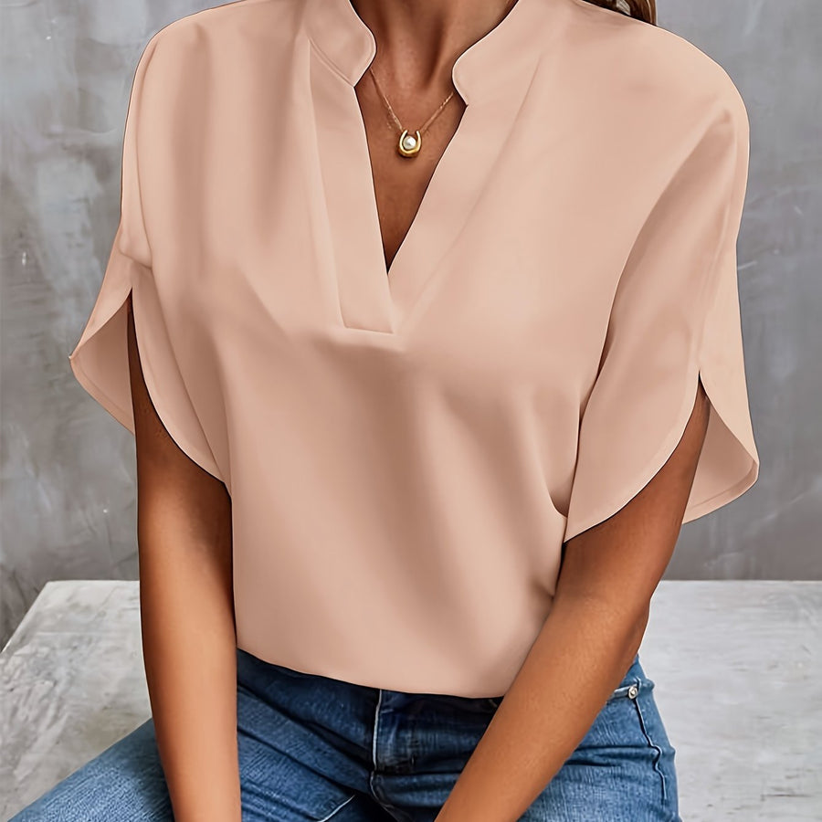 Tara | Women's V Neck Short Sleeve Top