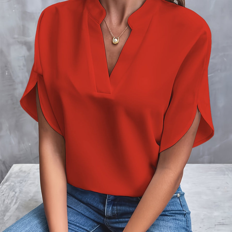 Tara | Women's V Neck Short Sleeve Top