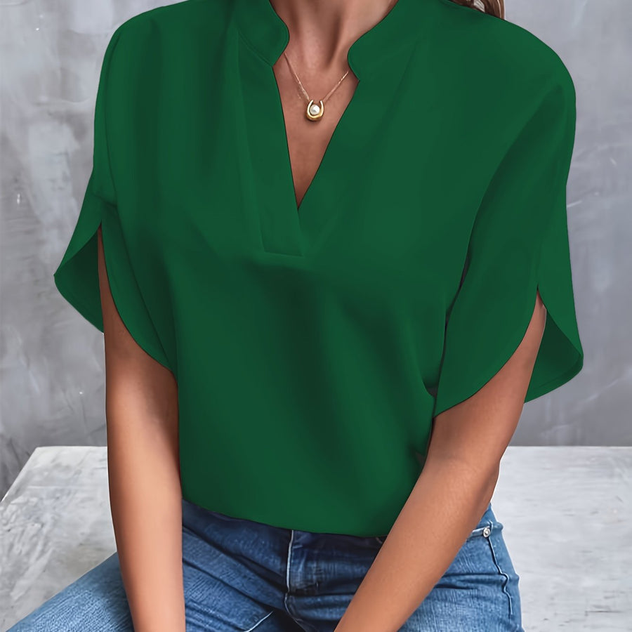 Tara | Women's V Neck Short Sleeve Top