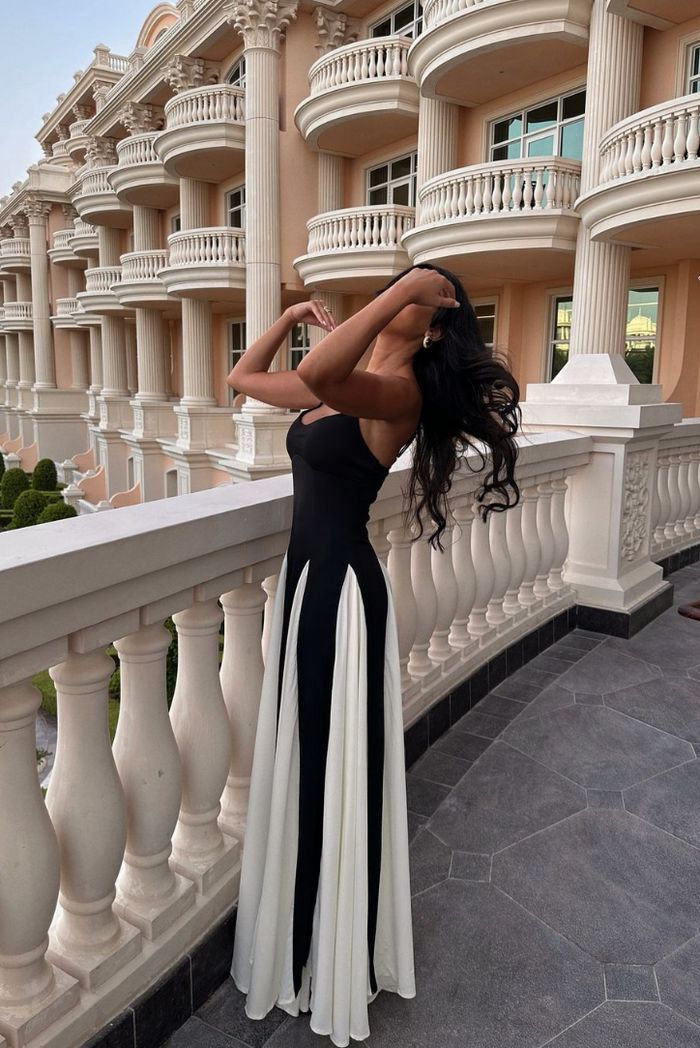 Leticia | Women's Contrast Wedding Guest Maxi Dress