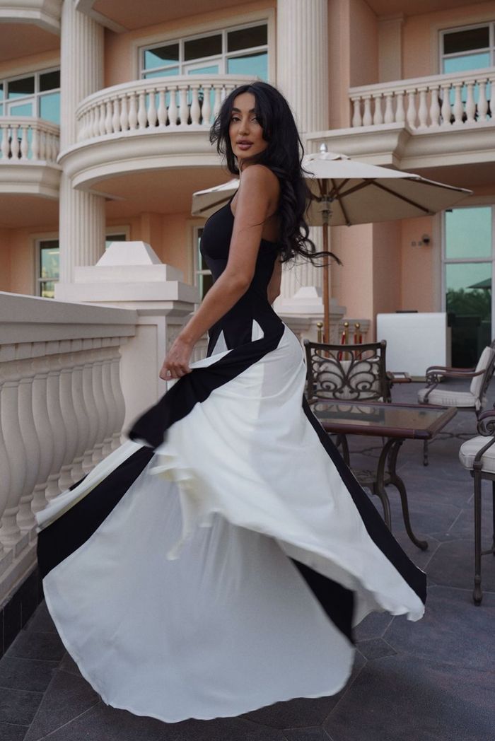 Leticia | Women's Contrast Wedding Guest Maxi Dress