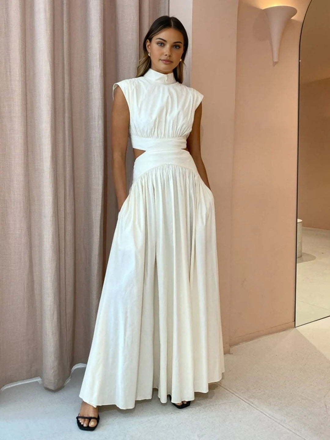 Nadia | Women's Mock Neck Cutout Maxi Dress