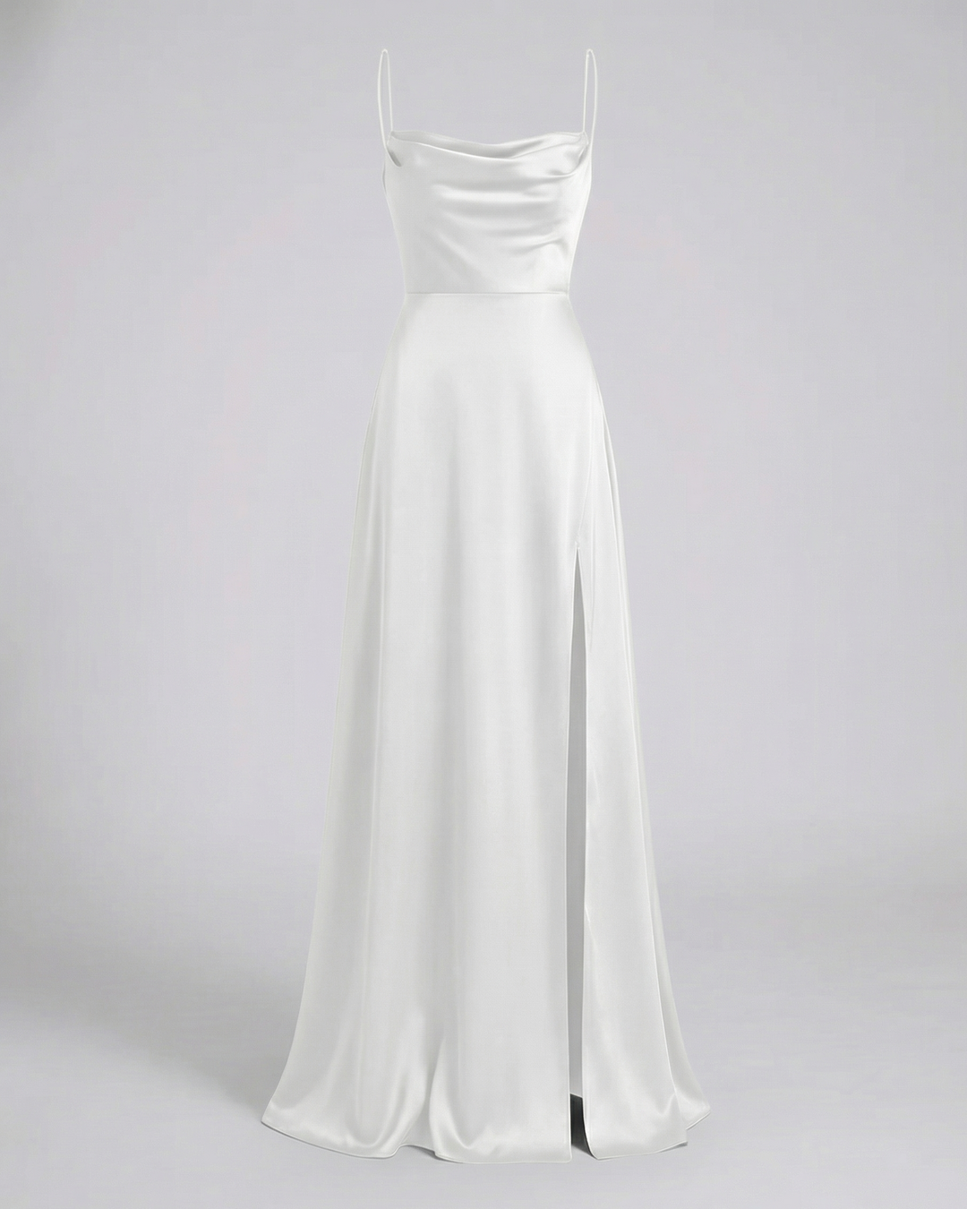 Isabella | Women's Satin Cowl Neck High Slit Maxi Dress