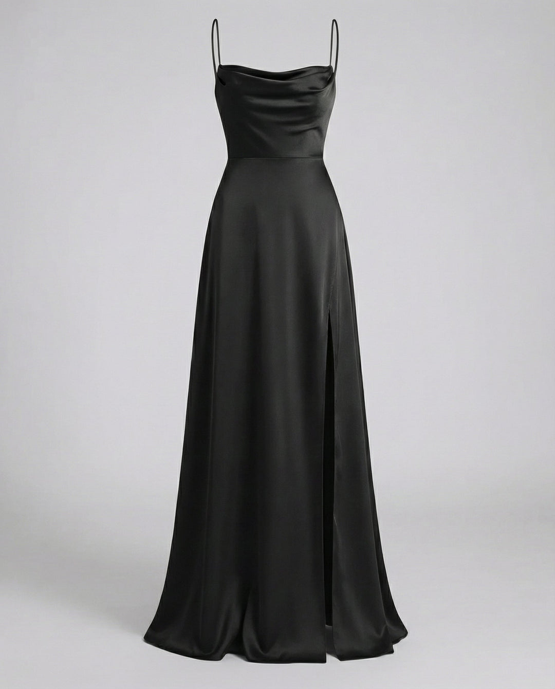 Isabella | Women's Satin Cowl Neck High Slit Maxi Dress