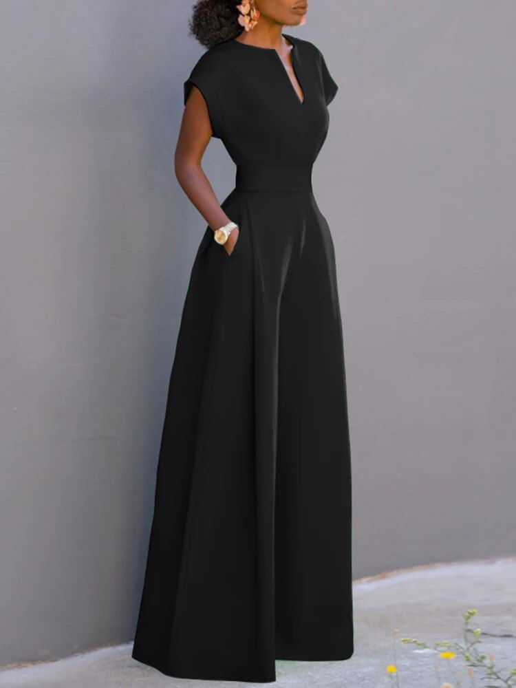 Darsa | Women's V Neck Wide Leg Jumpsuit