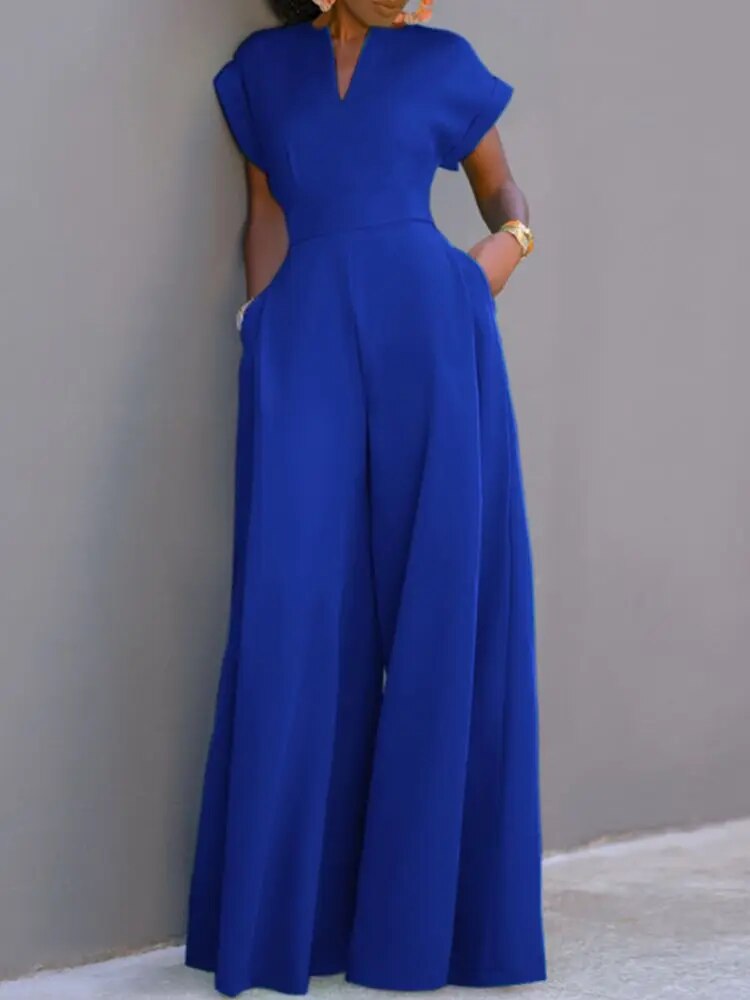 Darsa | Women's V Neck Wide Leg Jumpsuit