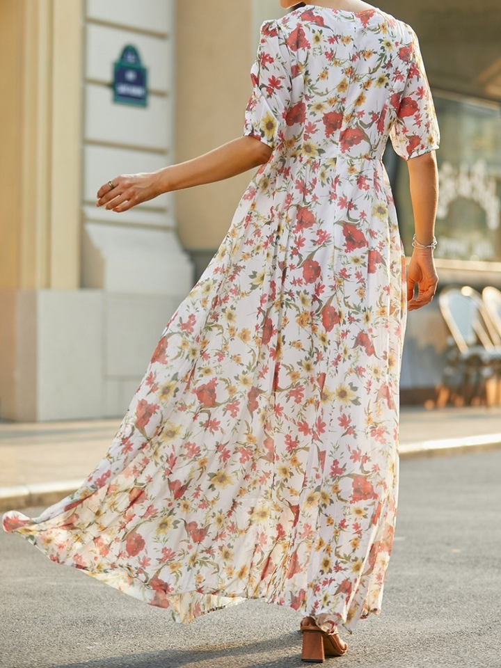 Ariane | Women's Floral Round Neck Maxi Dress