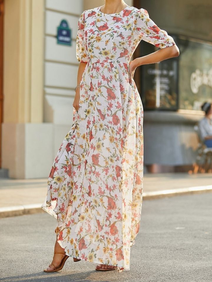 Ariane | Women's Floral Round Neck Maxi Dress