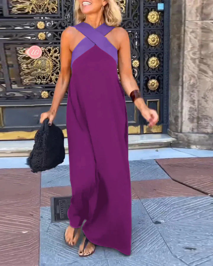 Isla | Women’s Cross Neck Maxi Dress with Relaxed Flowing Fit