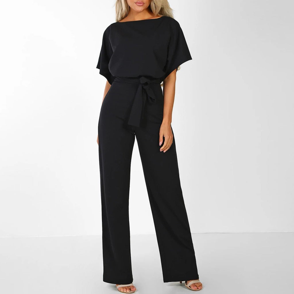 Annette | Women's Tie Waist Wide Leg Jumpsuit