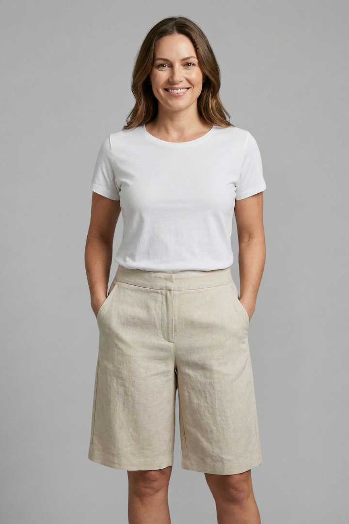 Clara | Women's Linen Straight Leg Shorts