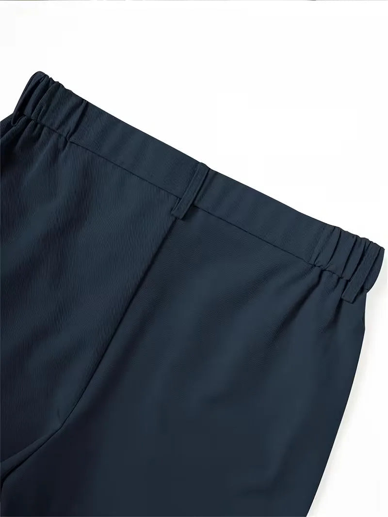 Cole men's navy lightweight straight leg shorts with an elastic waist and belt loops.