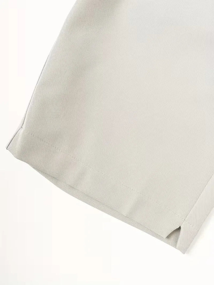 Lightweight Cole men's straight leg shorts in a clean, relaxed light gray polyester fabric with a subtle texture.