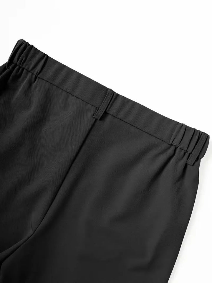 Cole men's black lightweight straight leg shorts with an elasticized waist and belt loops.