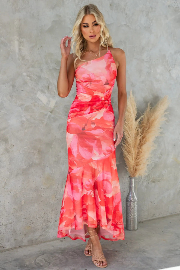 Brittni | Women's Floral One Shoulder Maxi Dress