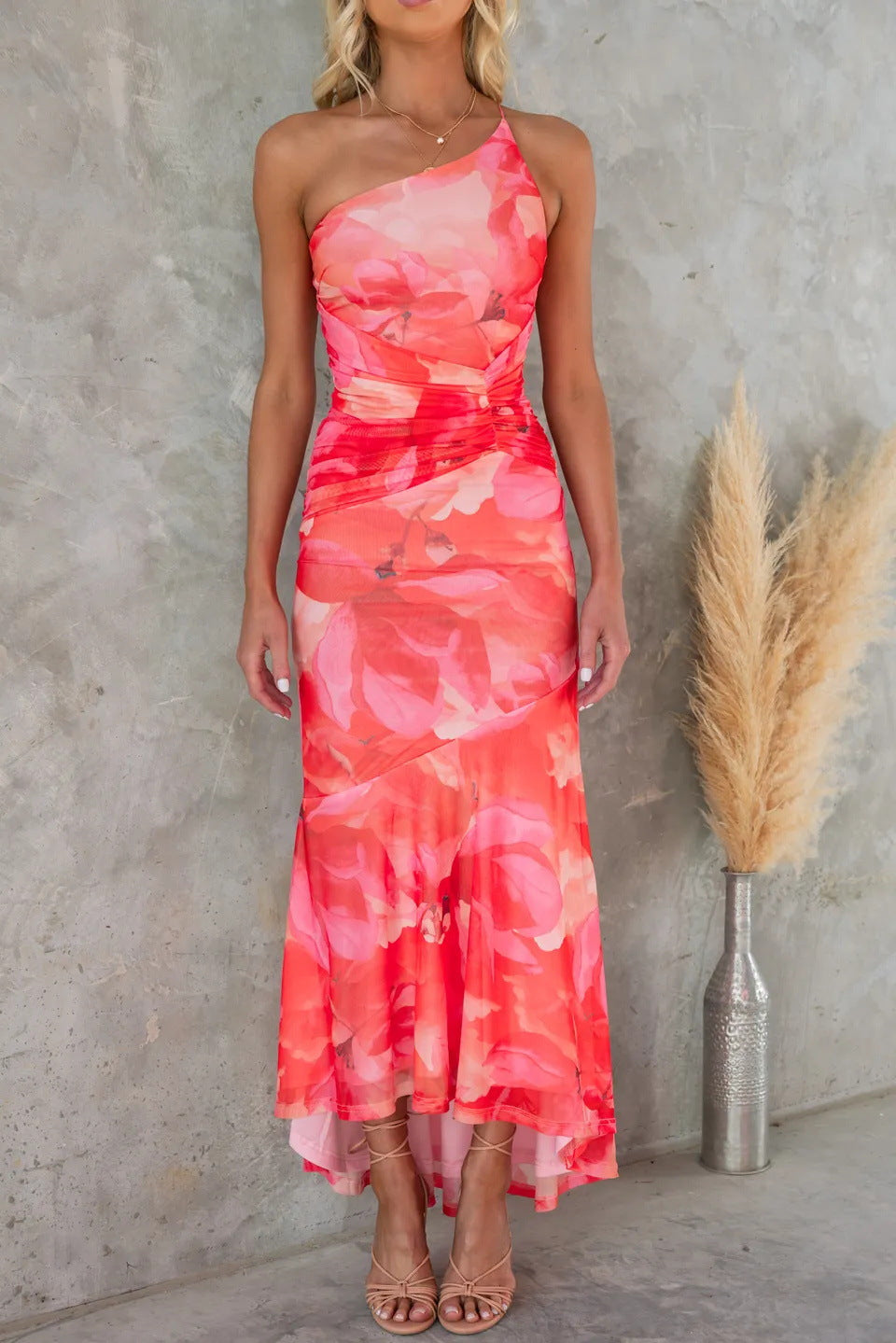 Brittni | Women's Floral One Shoulder Maxi Dress