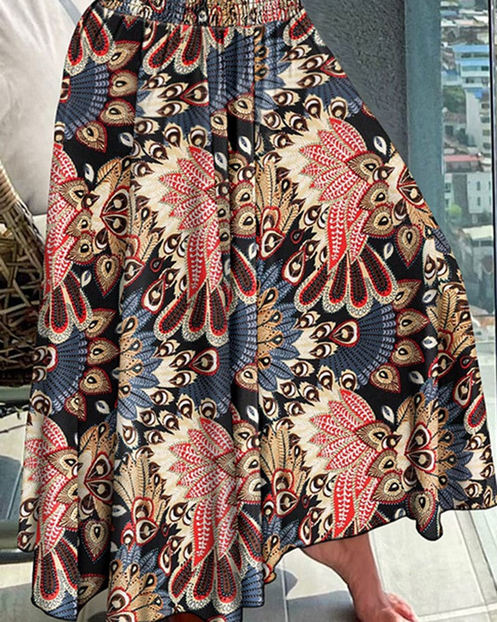 Tina | Women's Printed Smocked Maxi Skirt