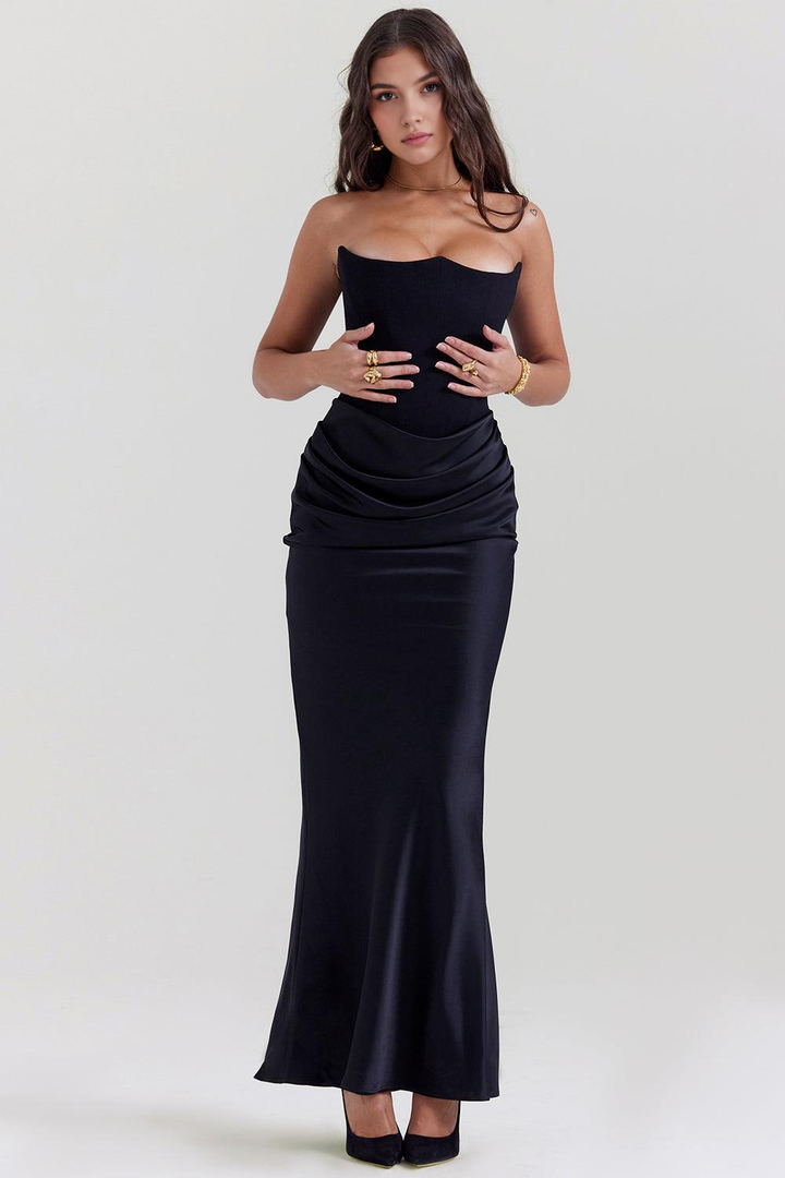 Dora | Women's Strapless Satin Maxi Dress