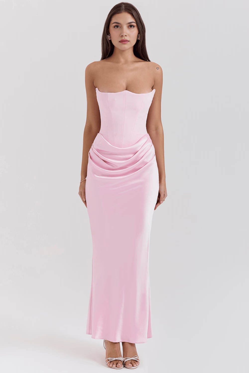 Dora | Women's Strapless Satin Maxi Dress