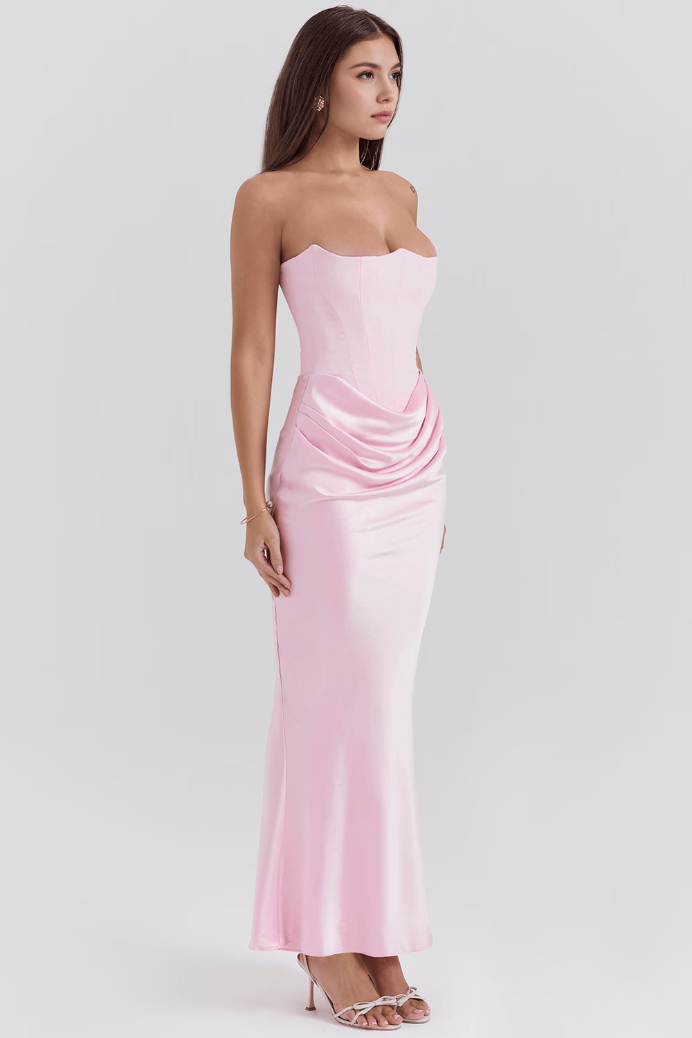 Dora | Women's Strapless Satin Maxi Dress