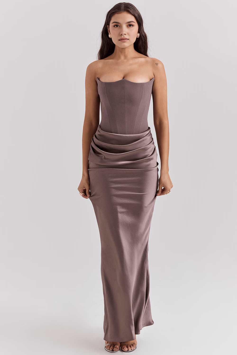 Dora | Women's Strapless Satin Maxi Dress