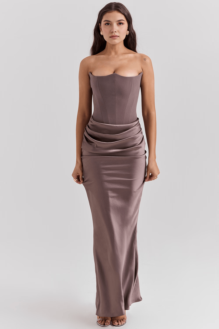 Dora | Women's Strapless Satin Maxi Dress